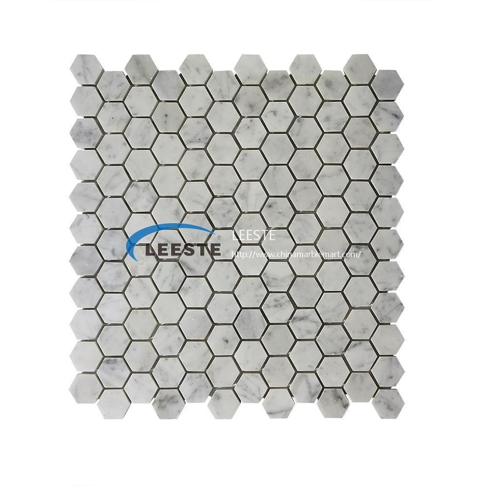 Bianco Carrara Marble 1" hexagon mosaic 