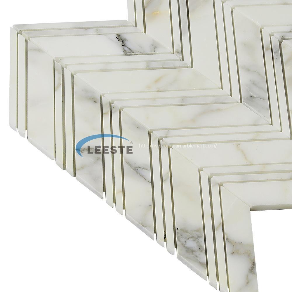 Competitive hot sale Mosaic Calacatta Gold Polished Chevron design Marble Mosaic Tiles