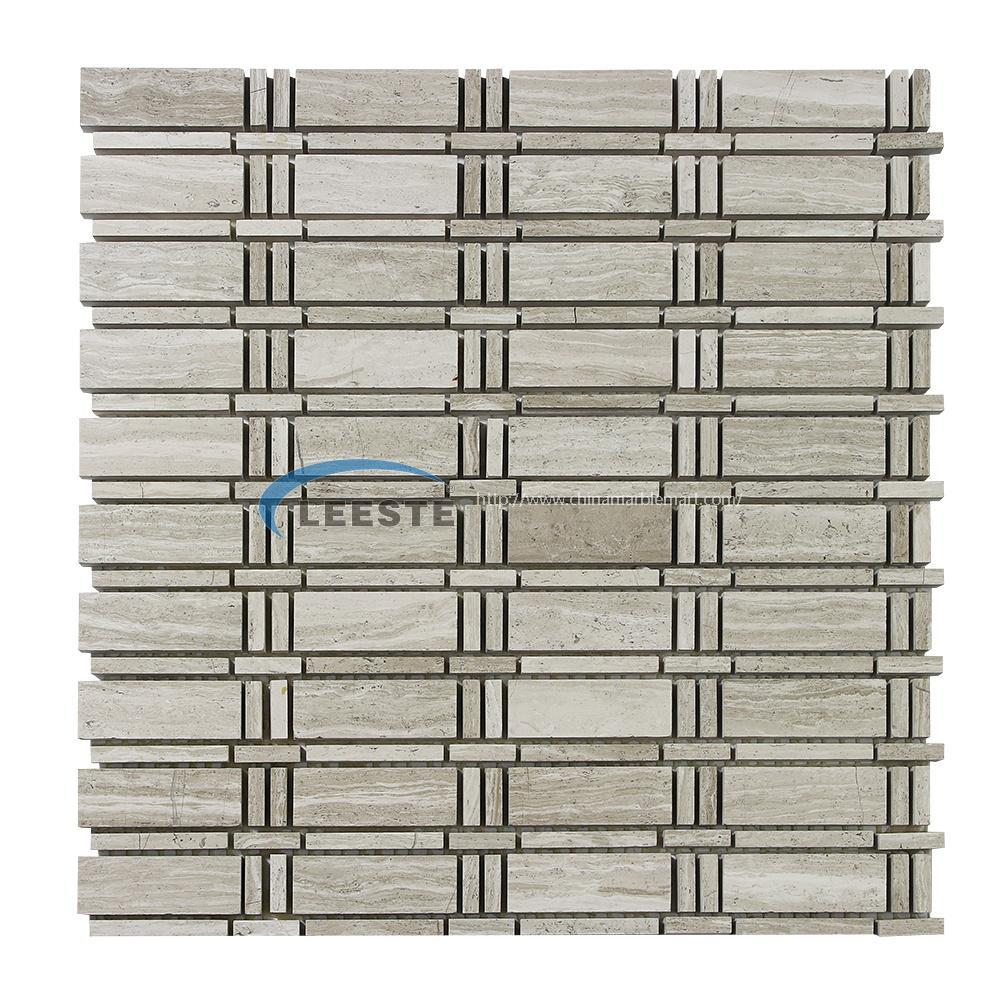 White Wood china supplier strip wall decoration mixed marble mosaic