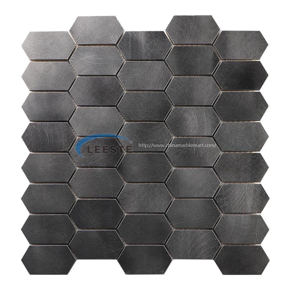 Modern  Aluminum mosaic elongated hexagon black Aluminum Mosaic