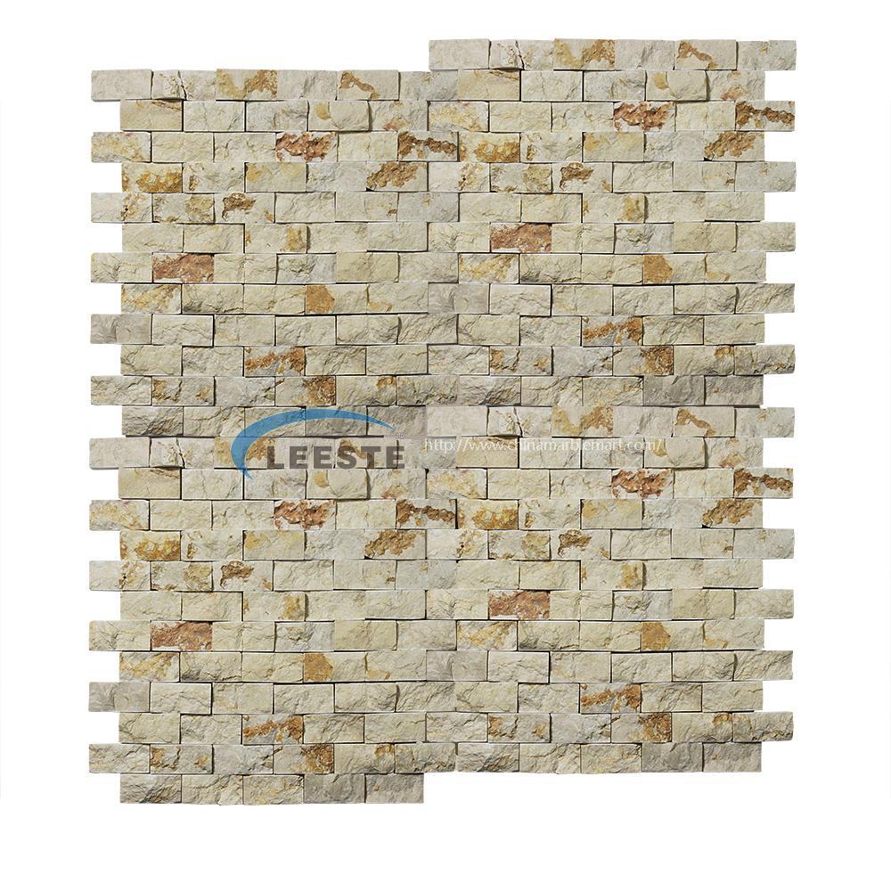 Sunny beige limestone 1"X2" Split face Brick mosaic Sunny beige limestone 1"X2" Split face Brick mosaic