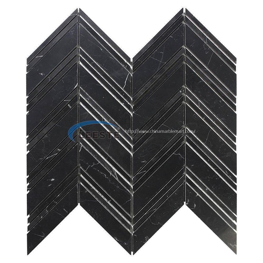 Nero Marquina Modern design black Chevron bathroom home marble mosaic tile