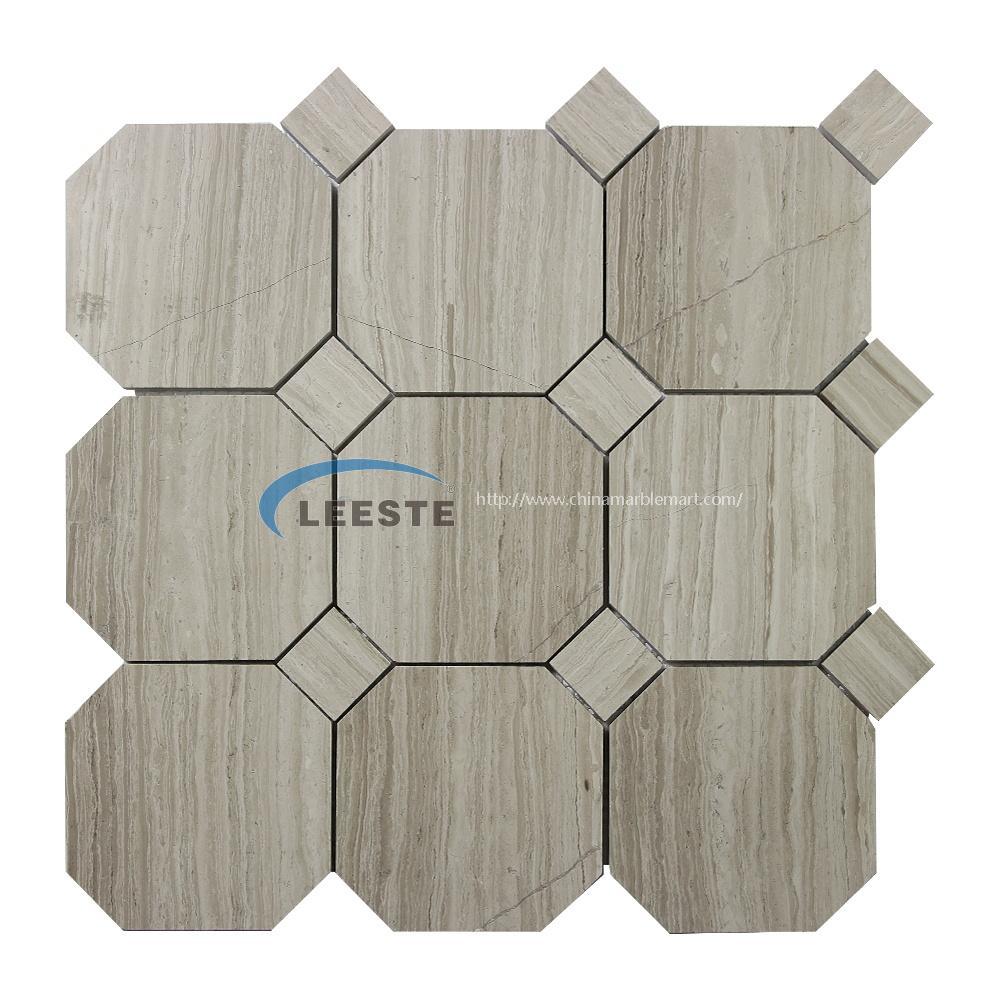 White Oak  Moden Polished Square Octagon Mosaic Tile for Bathroom