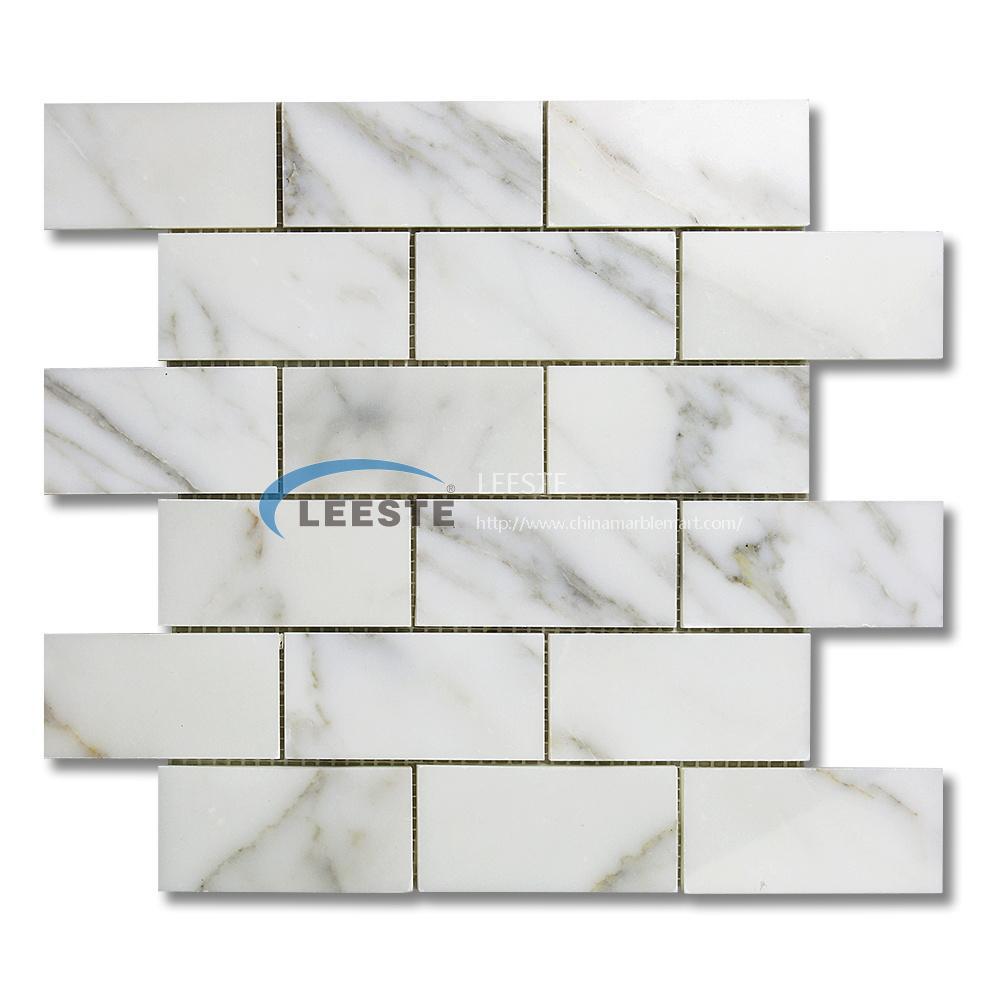 China Mosaics for decoration Calacatta Gold Marble Polished 2x4inch Brick Marble Mosaic tiles