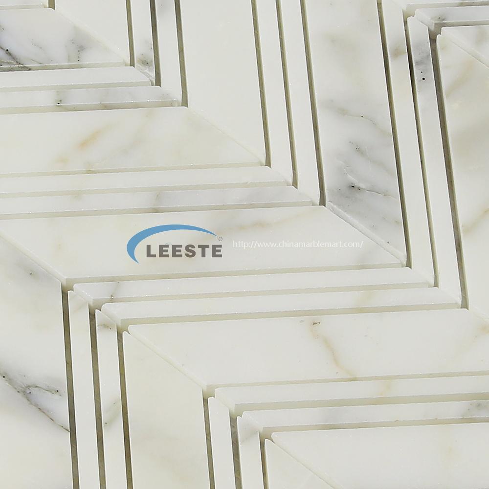 Competitive hot sale Mosaic Calacatta Gold Polished Chevron design Marble Mosaic Tiles