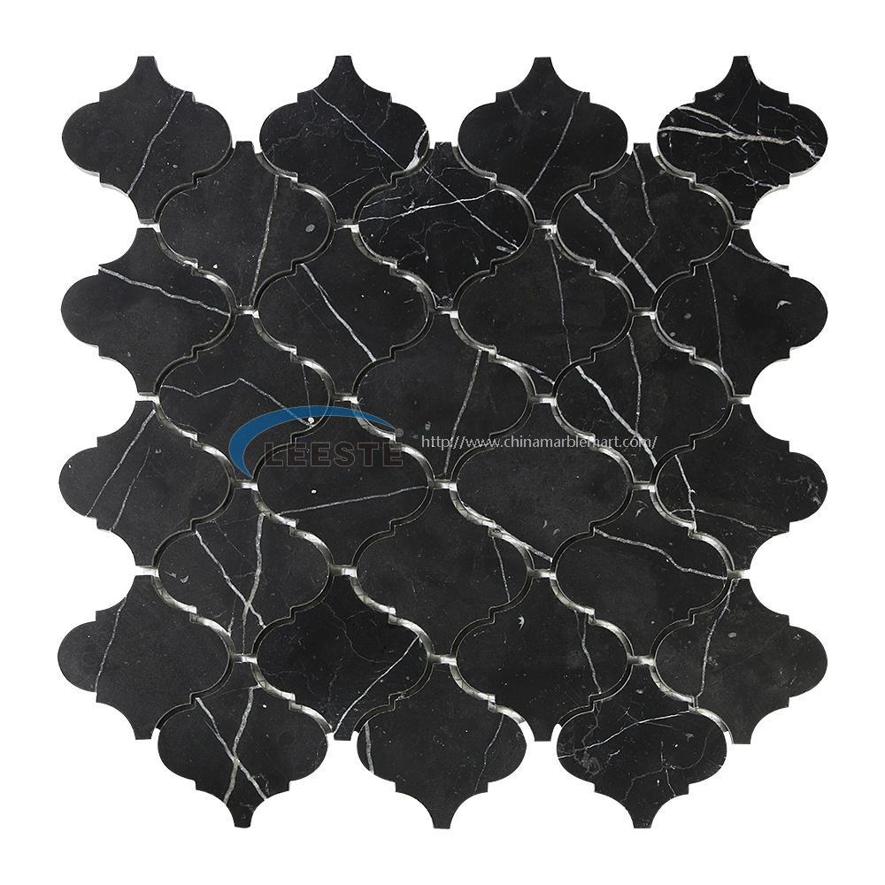 Polished Arabesque black Marble mosaic bathroom mosaic wall and flooring Basketweave Tile 