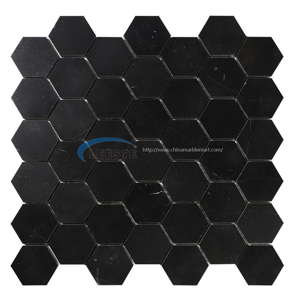 Nero Marquina High Quality 2 inch hexagon mosaic 2x2 Hexagon Mosaic