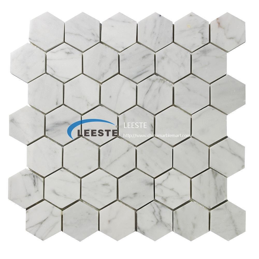 Bianco Carrara Marble 2" hexagon mosaic