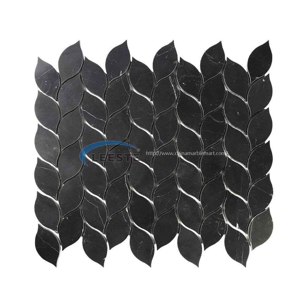 Nero Marquina leaf pattern with White vein marble For Bathroom and Wall Decor Mosaic Tile