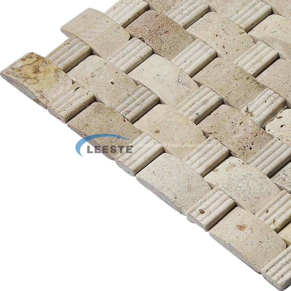 beige travertine 3D arched mosaic tile beige travertine 3D arched mosaic tile