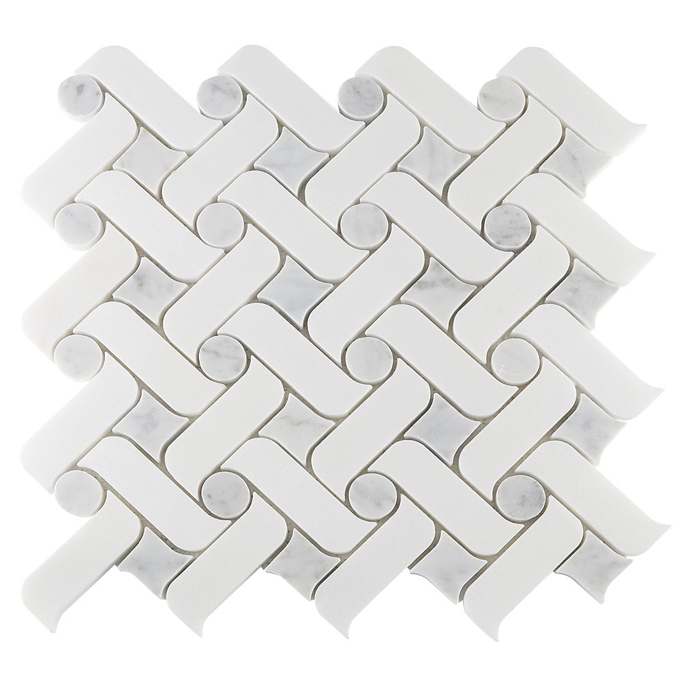 Marble wall mosaic tile  Thassos &Carrara  leaf mosaics