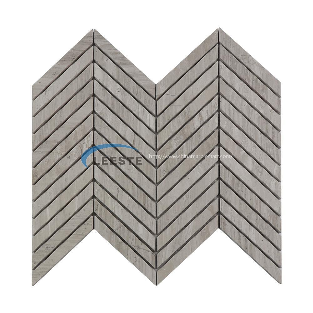 Popular marble white oak white serpeggiante white wood chevron mosaic 