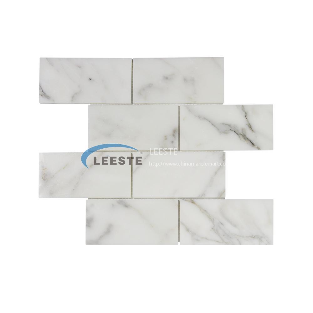 A grade mosaic for Interior decoration Calacatta Gold Polished 3x6 inch Brick Marble Mosaic Tiles