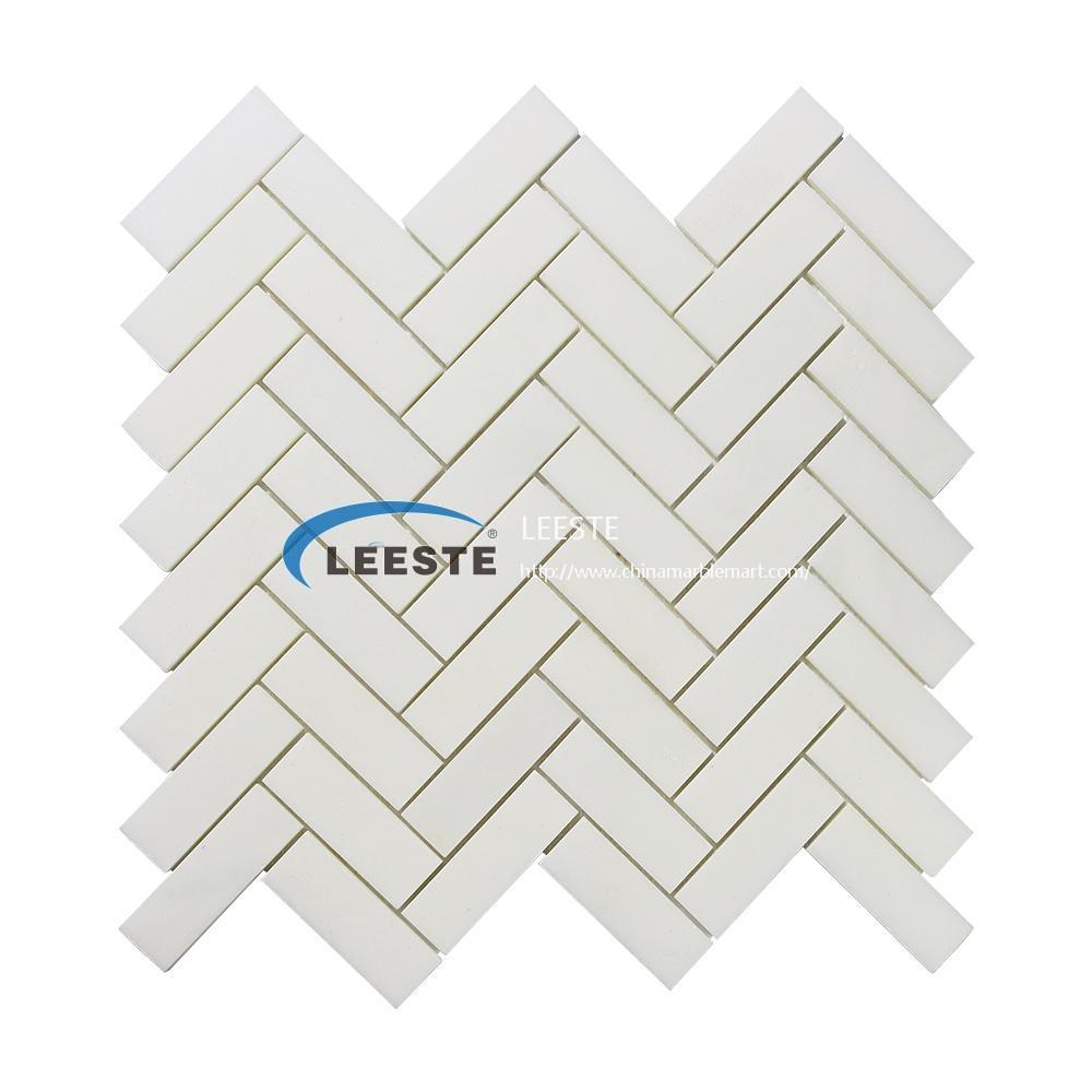 Royal white Glossy surface New heat special shape herringbone marble mosaic tile