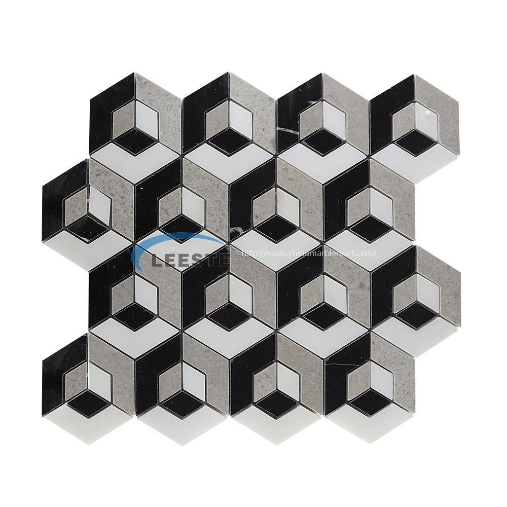 For interior wall decoration 3d blend mixed marble mosaic tile