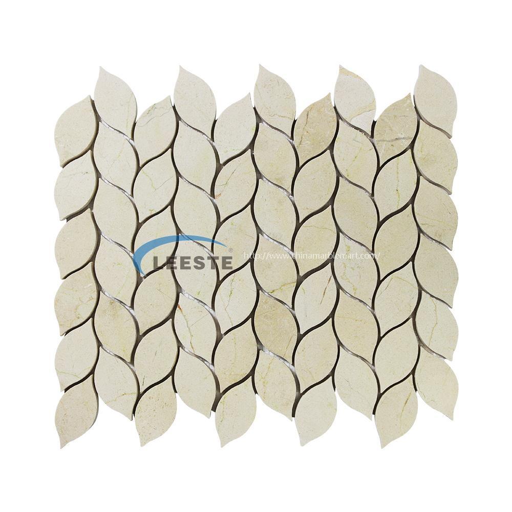 Crema Marfil Leaf Design Marble Mosaic Tile