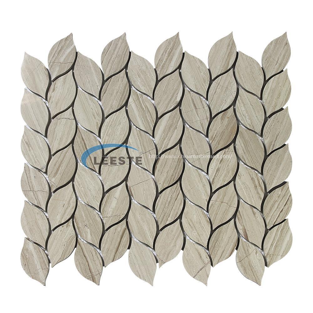 White Oak New arrival Lobby Decoration backsplash Leaf Shape Flooring Mosaic 