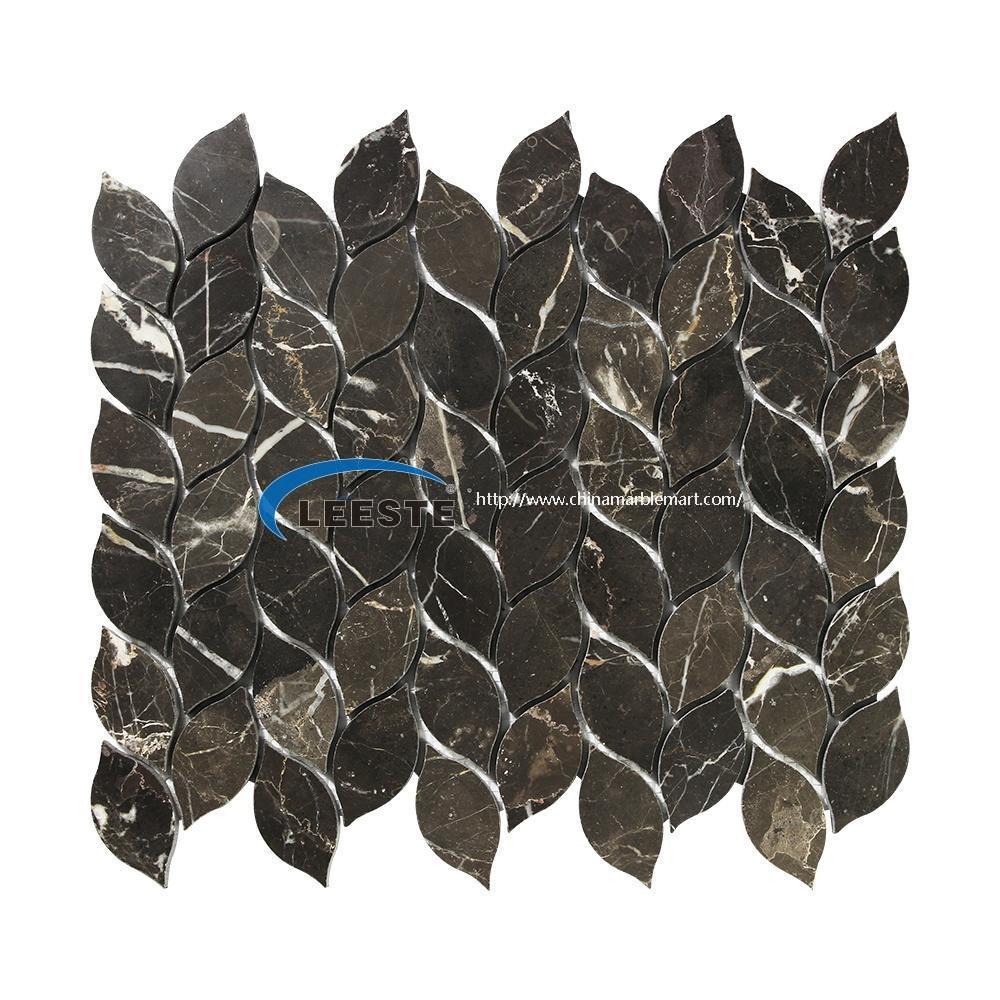 China Dark Emperador Leaf Design Marble Mosaic Tile