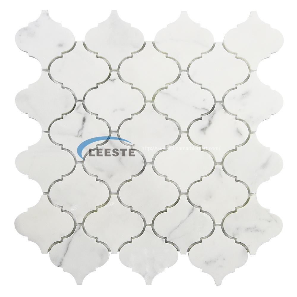 Calacatta White Polished Marble Arabasque/Lantern Marble Mosaic Tiles