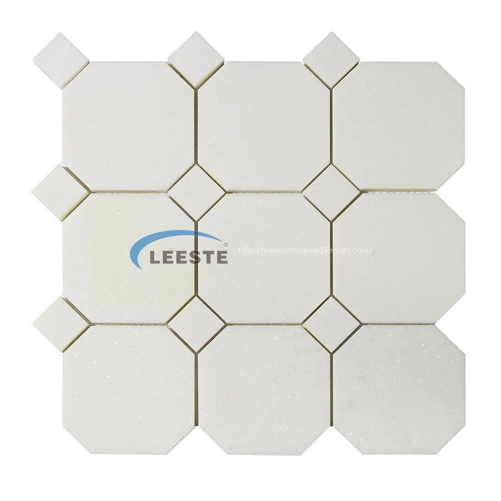 Thassos white Octagon shaped backsplash 4 inch mosaic tile