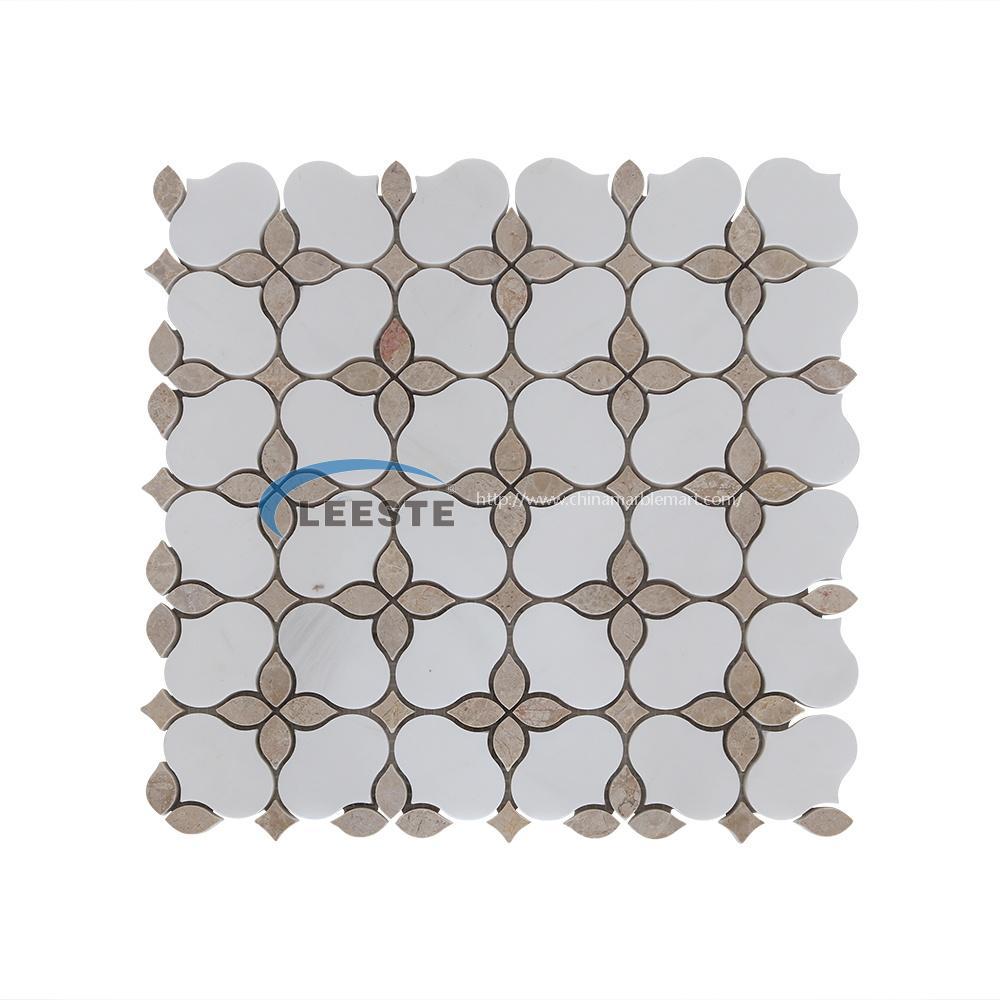 Dolomiti white and brown flower house marble mosaic tile