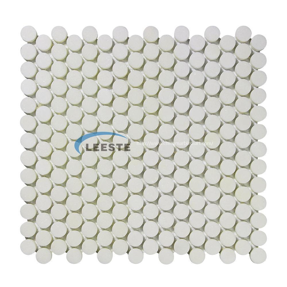 Thassos Penny round shaped  backsplash mosaic marble tile