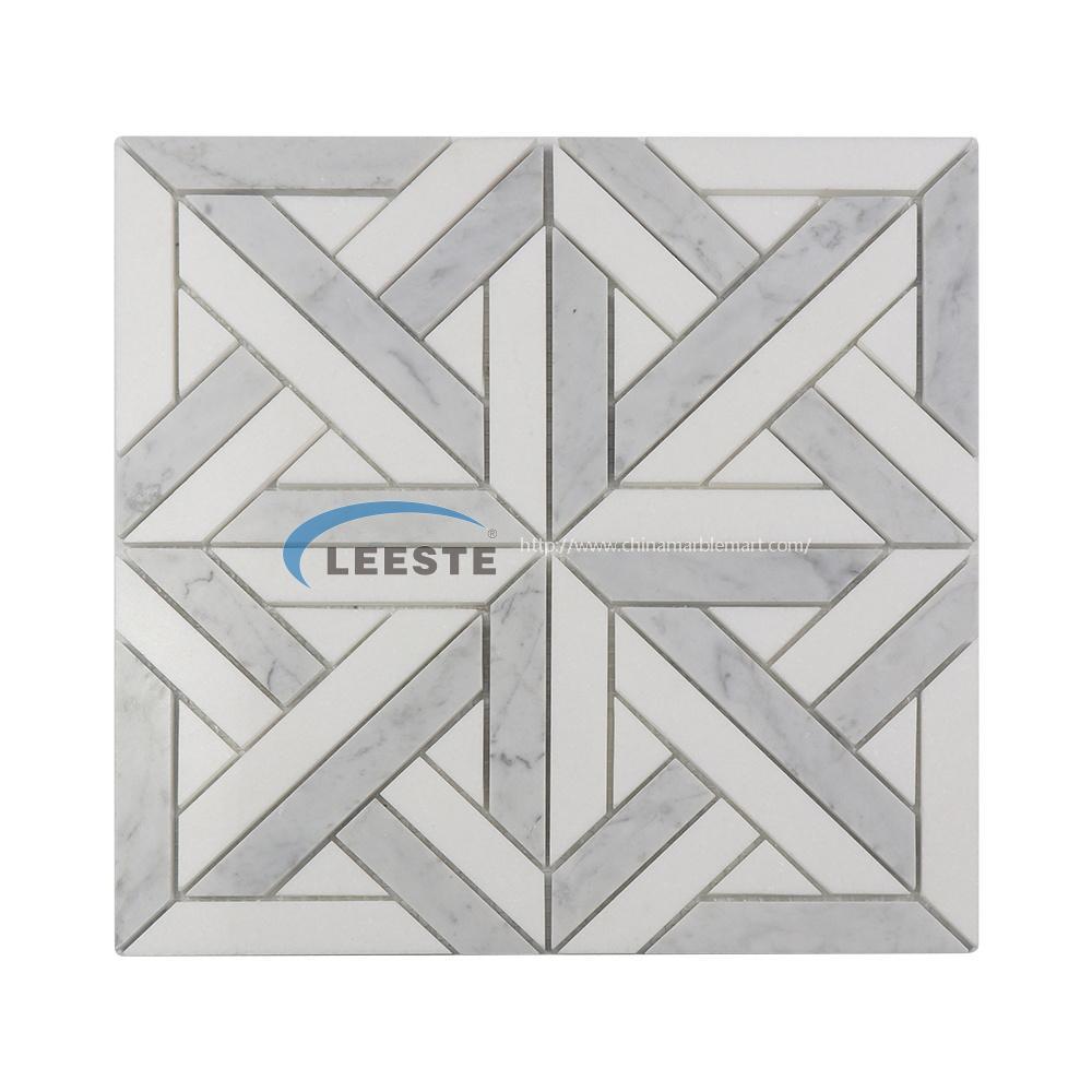 New design hotsale mosaic Carrara and Thassos cross marble mosaic