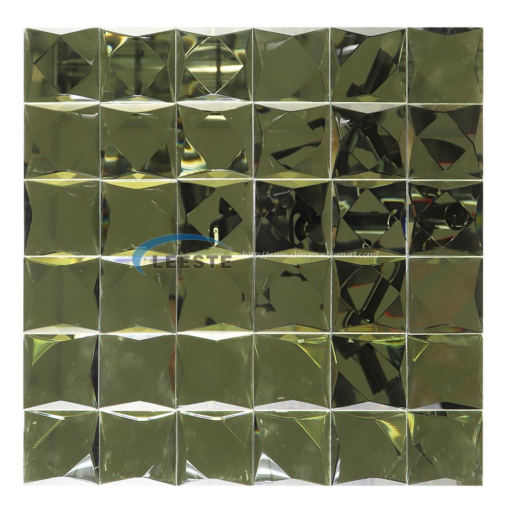 Popular mosaic square 3d golden diamond glass mosaic