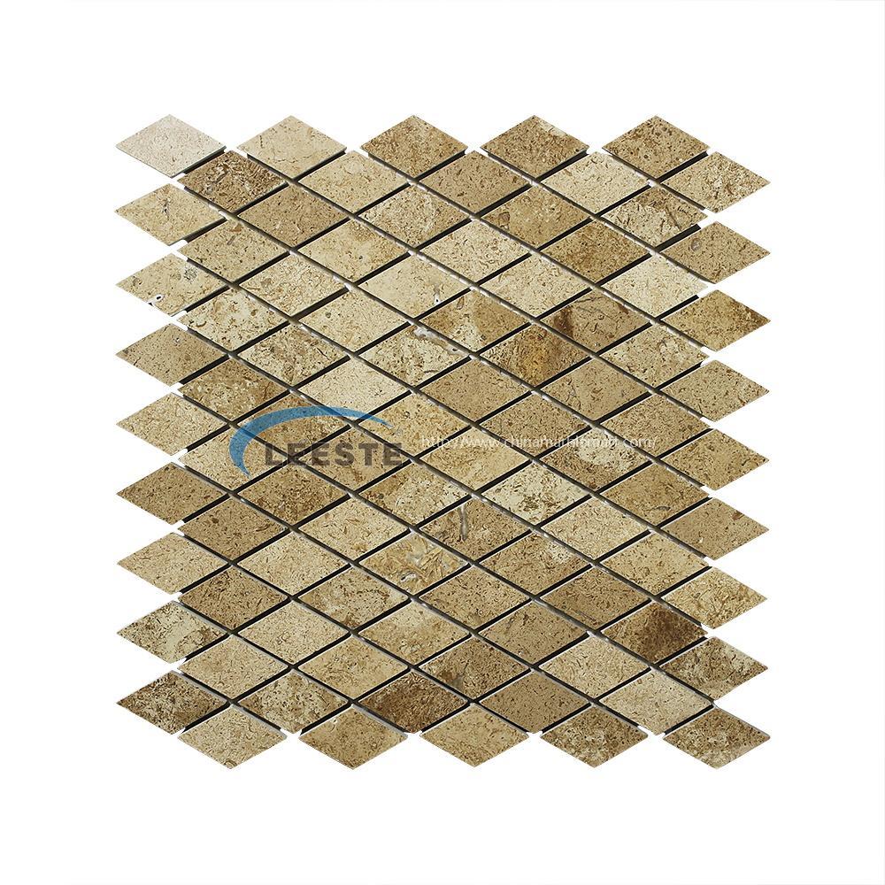 beige travertine honed Diamond  mosaic tile