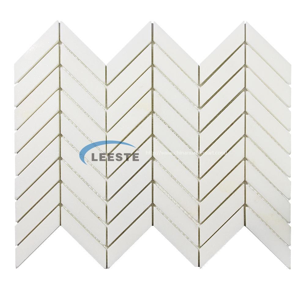 Royal white Modern design white marble with A Discount chevron mosaic tile 