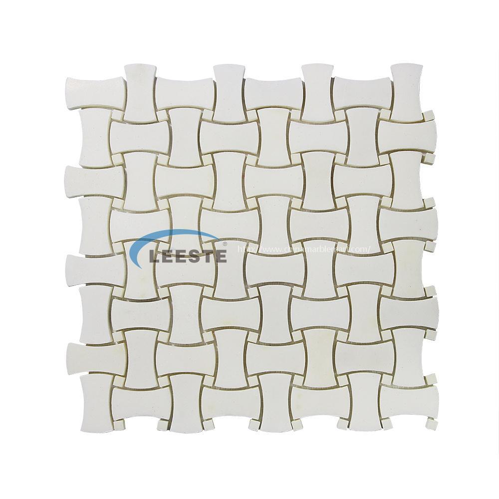 Royal white Irregular Hot Sale Amazing marble dog bone basketweave mosaic