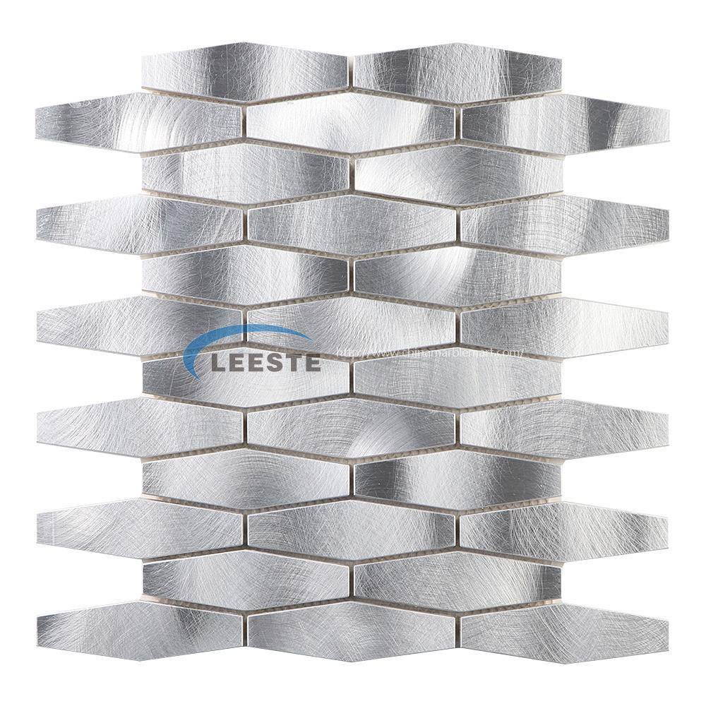 Popular Elongated hexagon Aluminum mosaic ceramic Backed Composite Mosaic  Silver Aluminum Mosaic