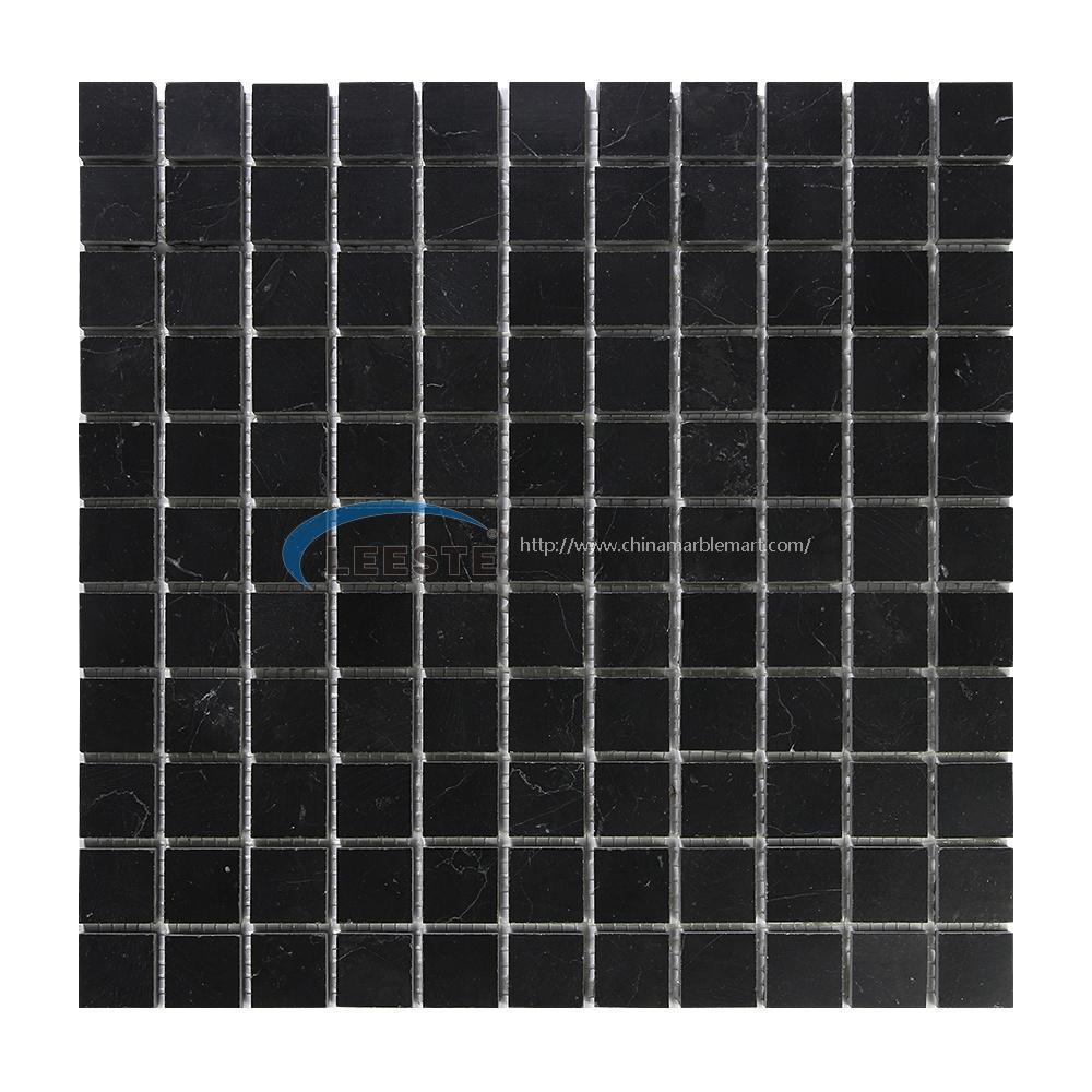 Nero Marquina 1 inch square arabesque Lantern Pattern mosaics Marble tiles