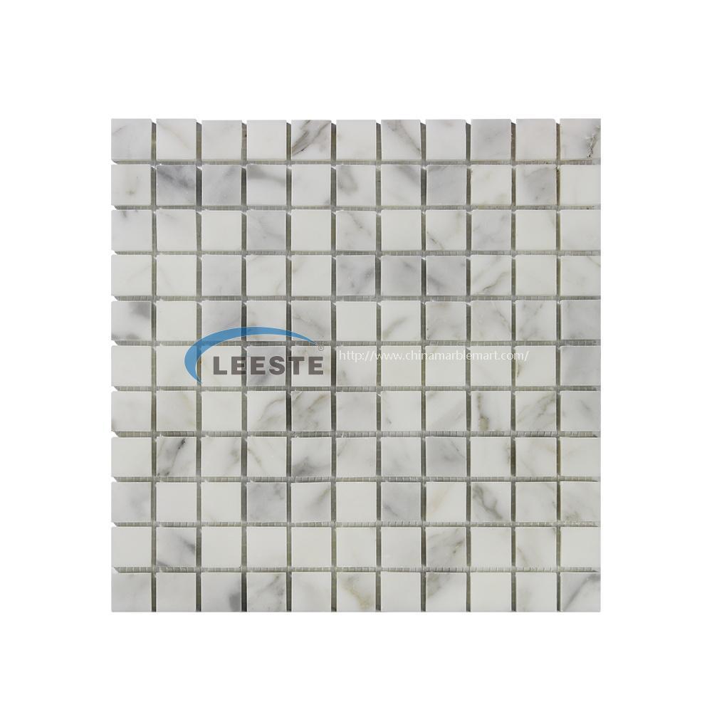 Calacatta Gold 1x1 inch Polished Square White Marble Mosaic Tiles