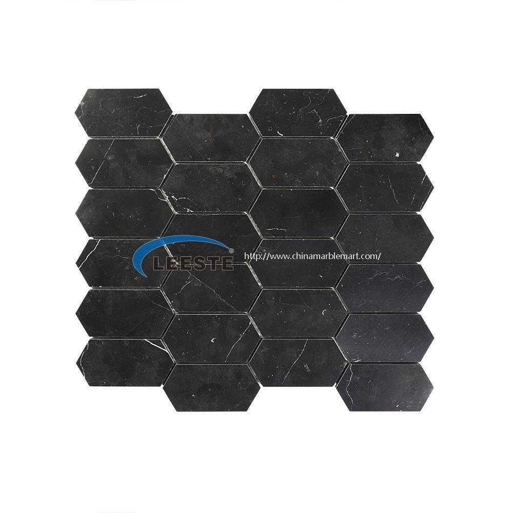 Nero Marquina Interior or exterior projects China Long Octagon Top quality black polished Mosaic tile