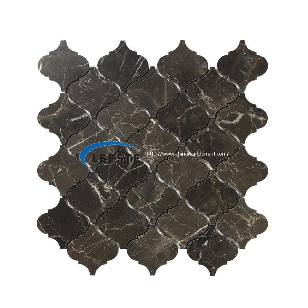 China Dark Emperador Lantern Design Marble Mosaic Tile