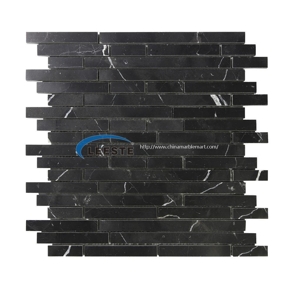 Nero Marquina marble mosaic arts Linear Pattern mosaic