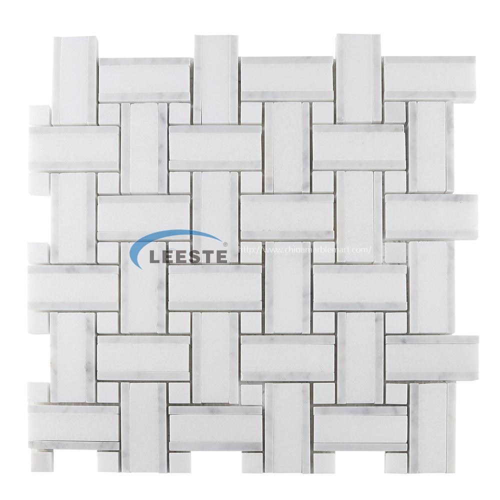 Building materials Thassos white basketwave pattern marble mosaic