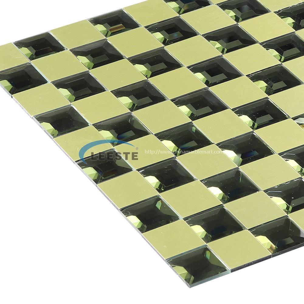 Popular mosaic square 3d golden  glass mosaic