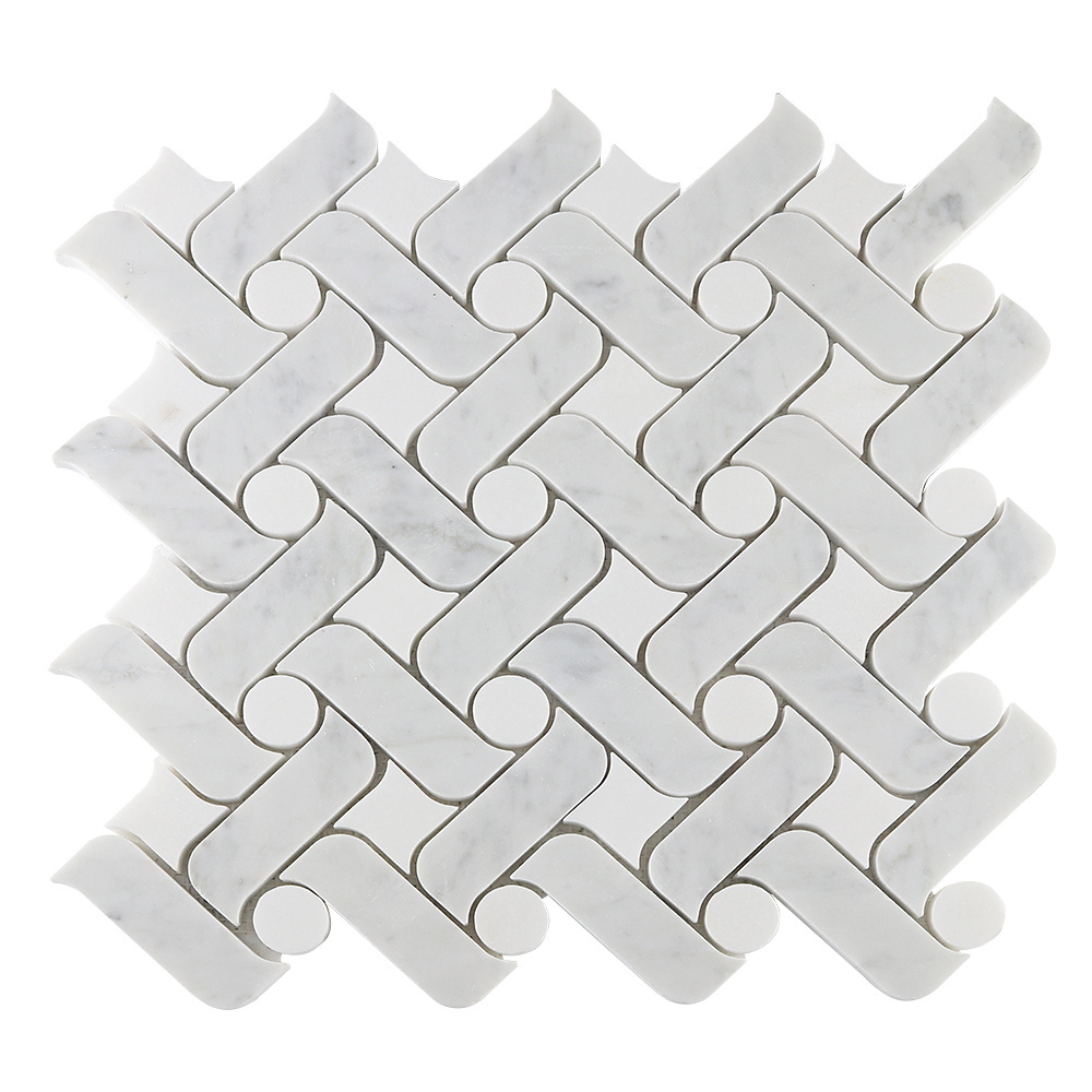 Kitchen backsplash tile Carrara &Thassos leaf mosaics