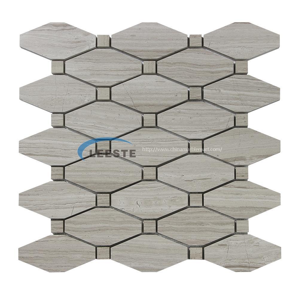 Italian style White Oak Marble Polished Octave Pattern Mosaic tile