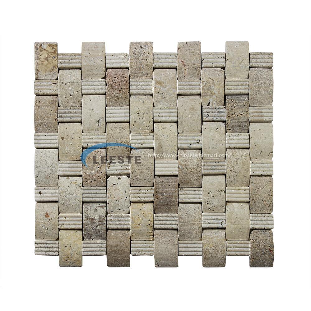  beige travertine 3D arched  mosaic tile