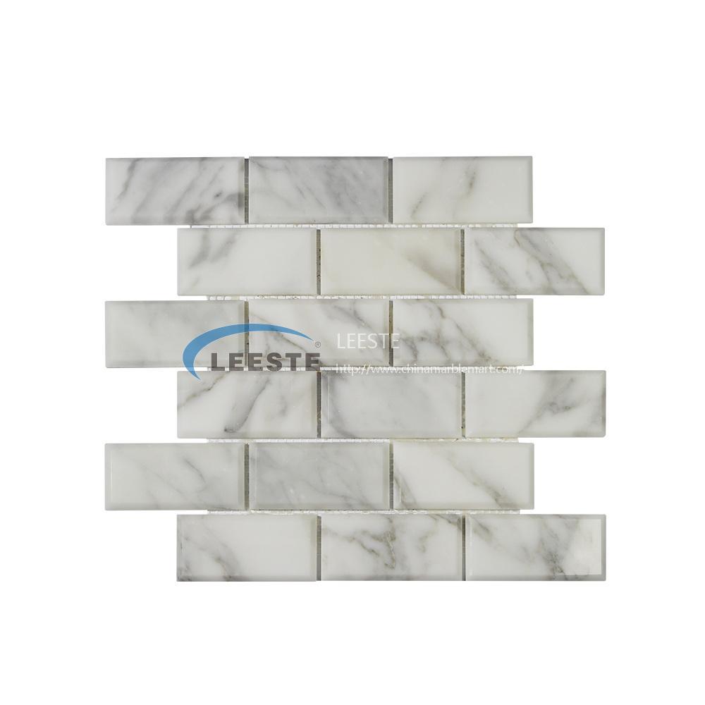 Hot Sale A grade Mosaic Calacatta Gold Polished 3x6 inch Brick with Bevel Marble Mosaic Tiles