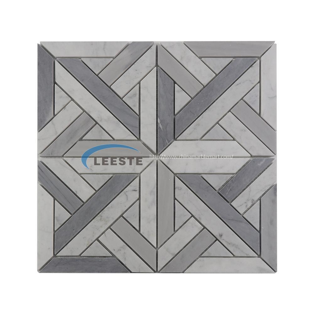 New design popular mosaic tile Carrara and China bardiglio star shape marble mosaic