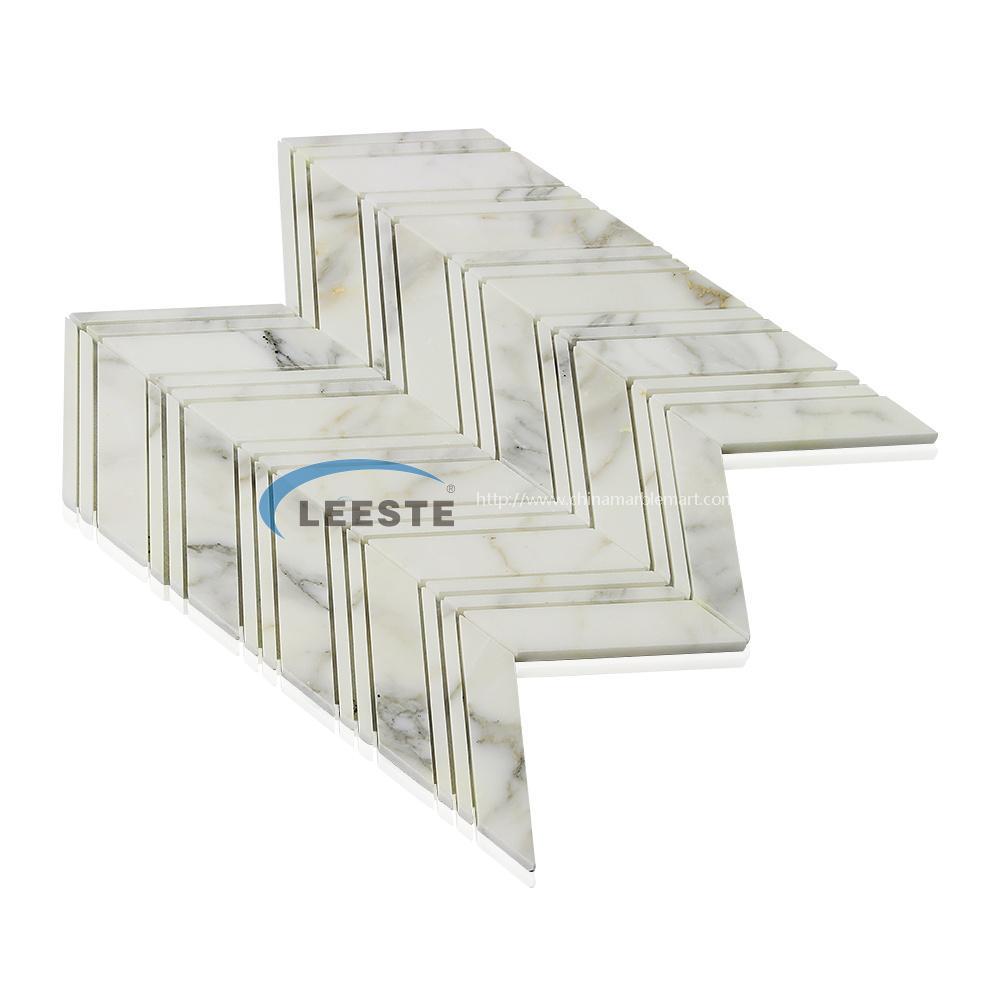 Competitive hot sale Mosaic Calacatta Gold Polished Chevron design Marble Mosaic Tiles