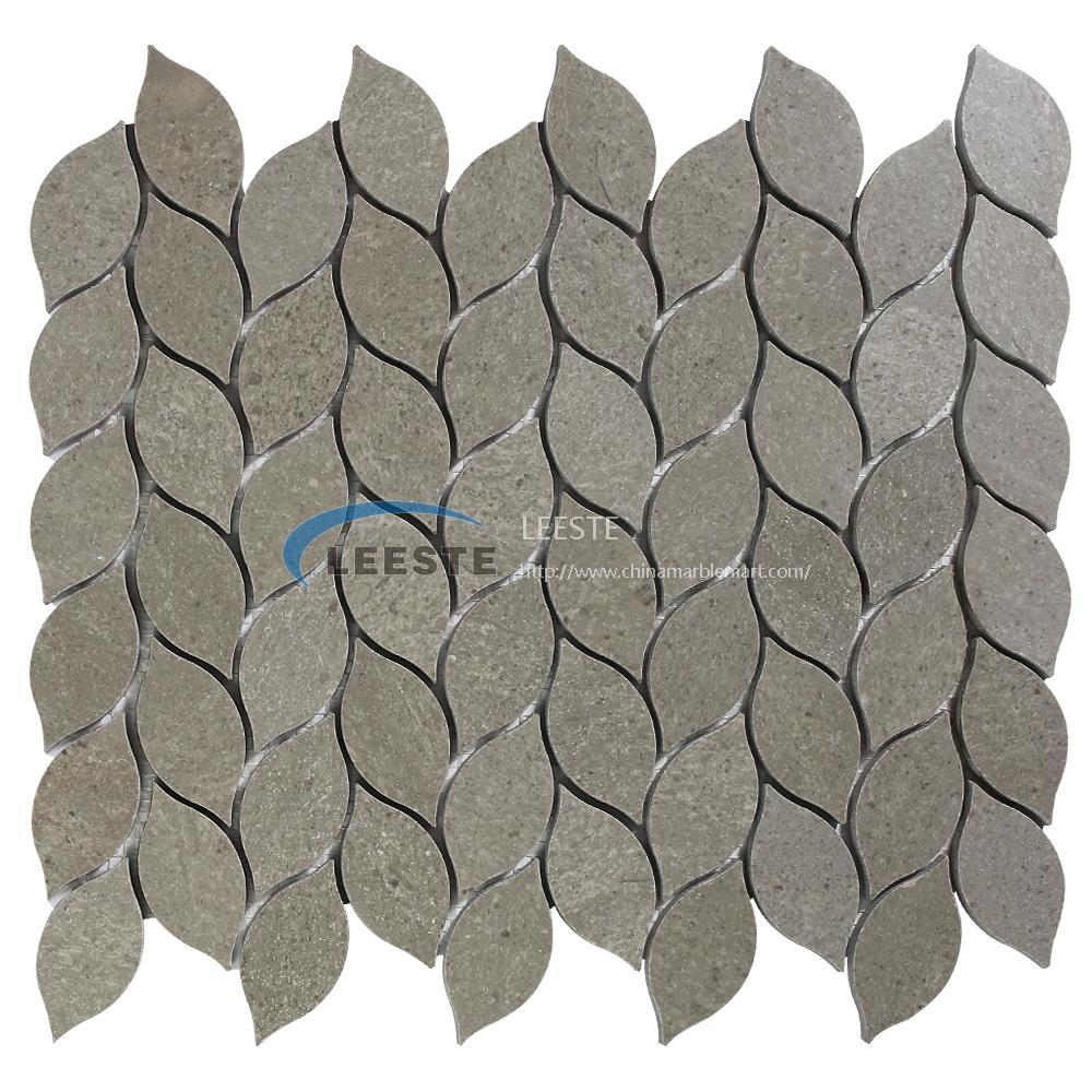 Cinderella Grey Leaf Design Marble Mosaic Tile