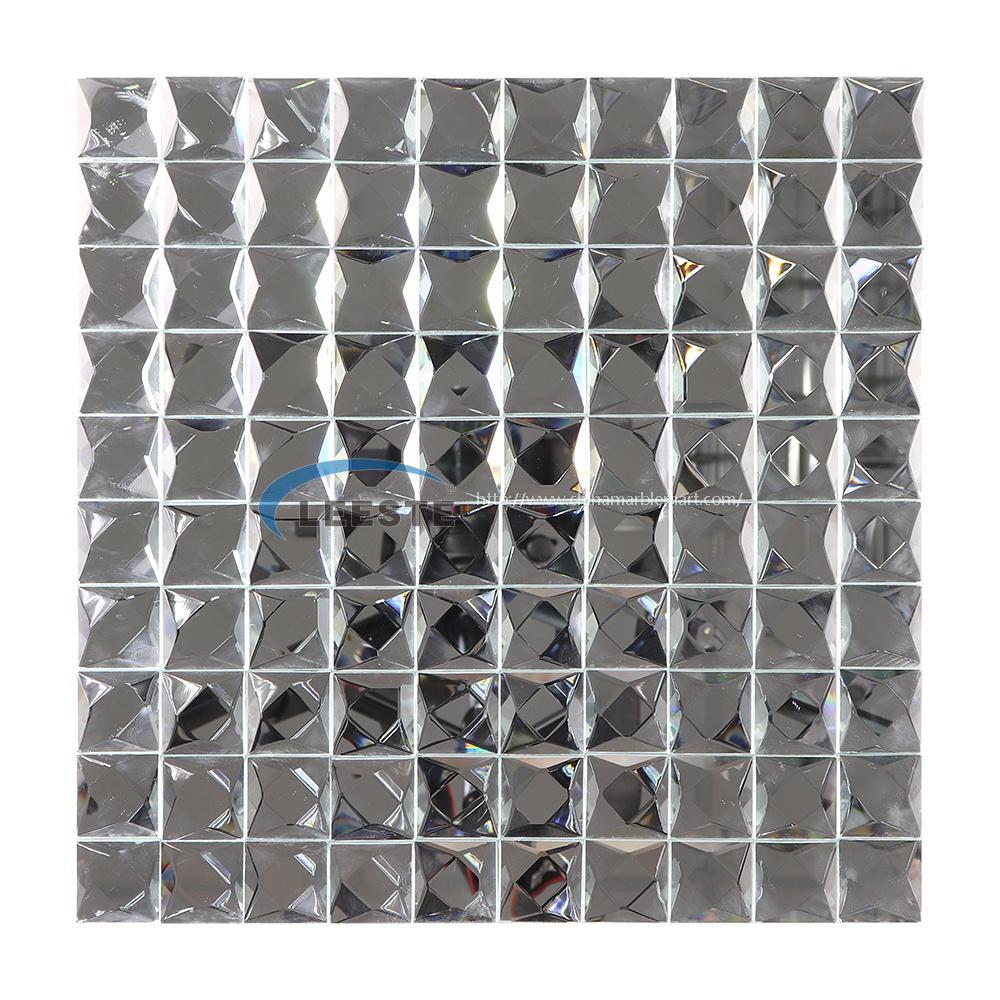 Popular mosaic square 3d silver and white glass mosaic