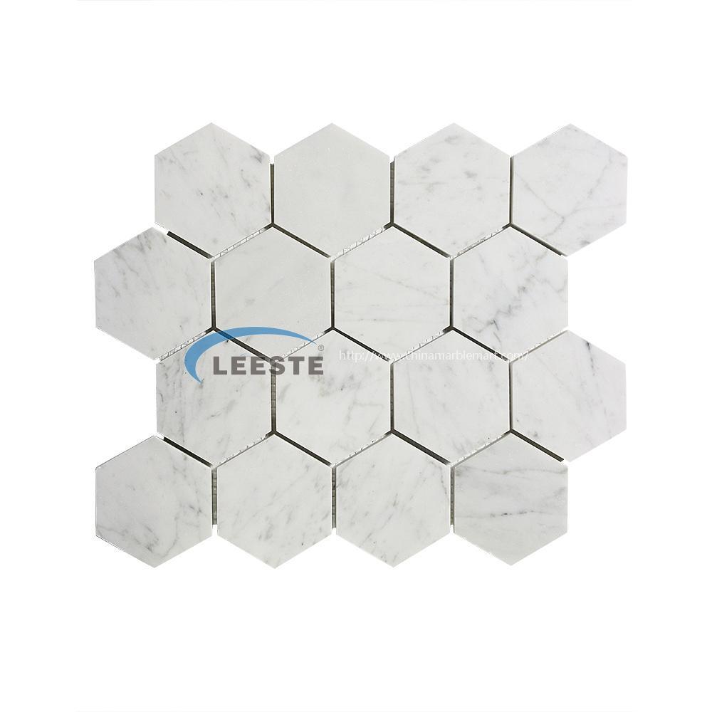 Bianco Carrara 3" hexagon mosaic 