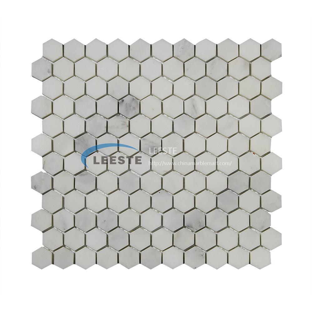 Natural oriental white grey marble for sale used in Backsplash 1 inch hexagon mosaic tiles