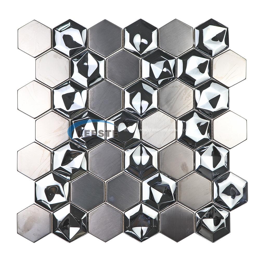 Modern 2 inch hexagon  black Metal mosaic Stainless Steel Mosaic